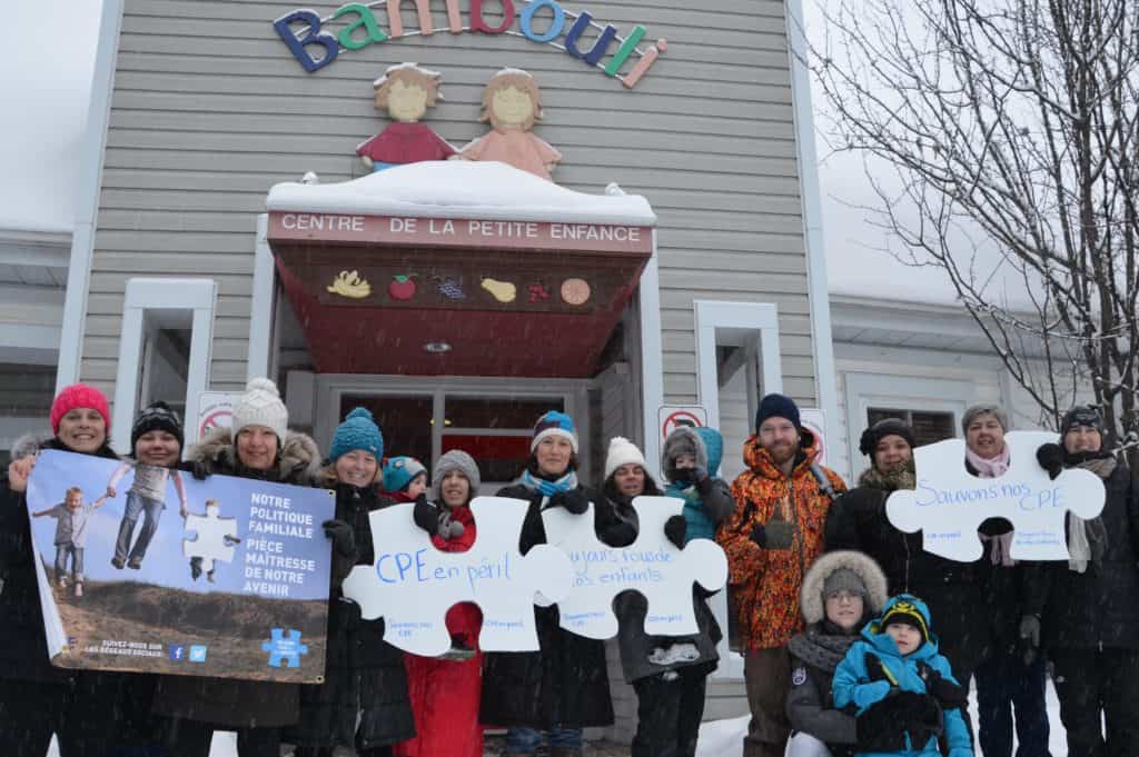 Les parents d’enfants du CPE Bambouli manifestent à Val-David