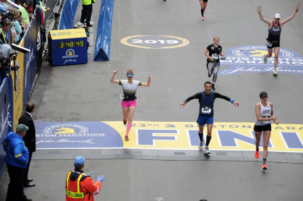 Valérie Sanche et Mathieu Filiatreault au Marathon de Boston