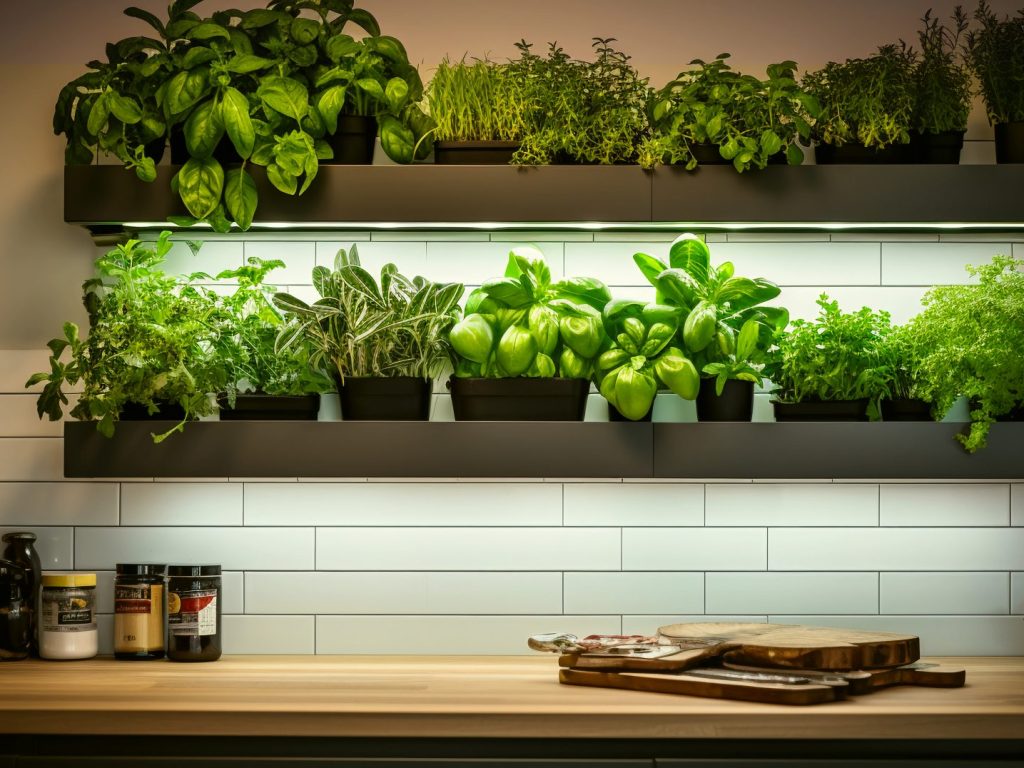 Plusieurs plantes dans une cuisine